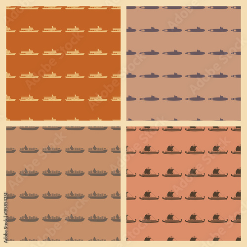Sea transport vector illustration on a seamless pattern background