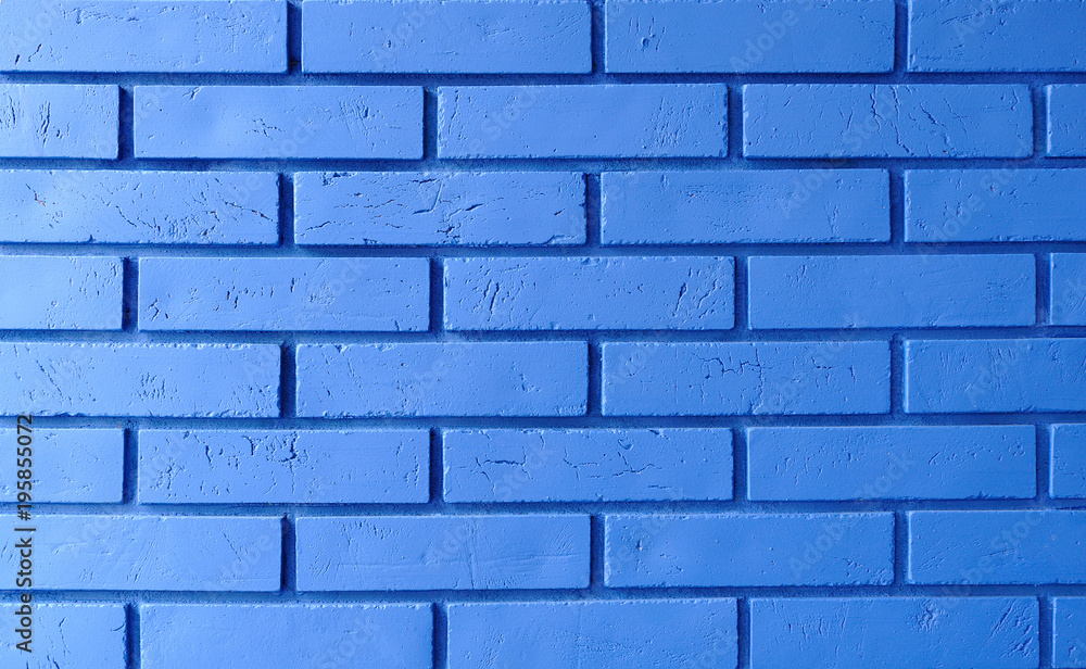 The brick wall is painted blue. Brick wall of blue color Stock Photo Adobe Stock