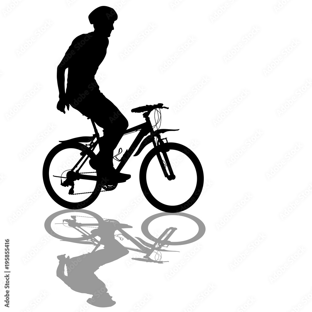 Naklejka premium Silhouette of a cyclist male on white background