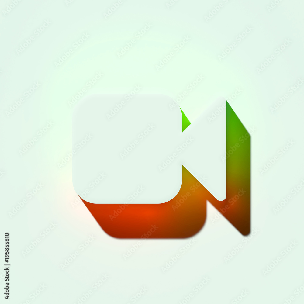 White Video Camera Icon. 3D Illustration of White Betacam, Camera, Movie Icons With Orange and Green Gradient Shadows. White Video Camera Icon. 3D Illustration of White Betacam, Camera, Movie Icons With Orange and Green Gradient Shadows.