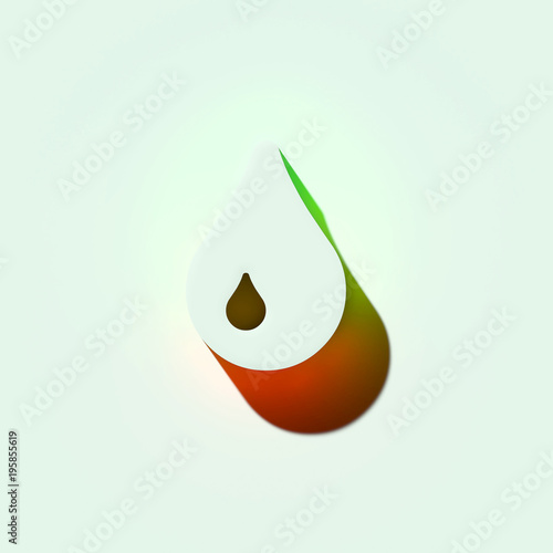 White Tint or Paint Icon. 3D Illustration of White Drop, Print, Rain, Tint, Water Icons With Orange and Green Gradient Shadows. photo