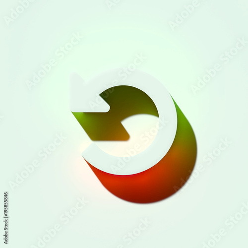 White Repeat Icon. 3D Illustration of White Cycle, Recycle, Refresh, Repeat Icons With Orange and Green Gradient Shadows.