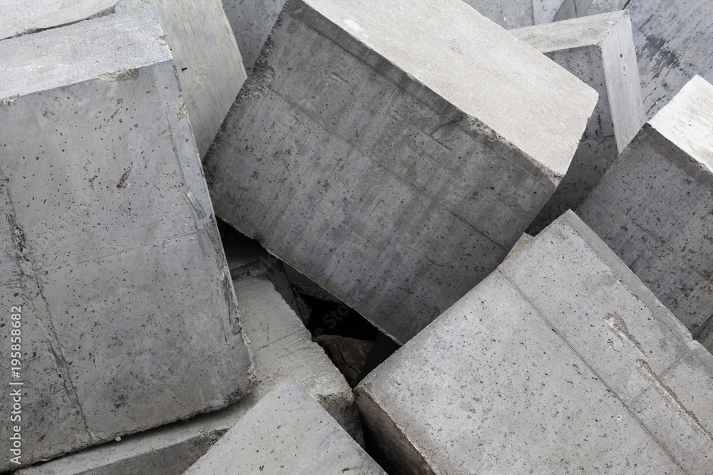 Concrete blocks prevent sea erosion.