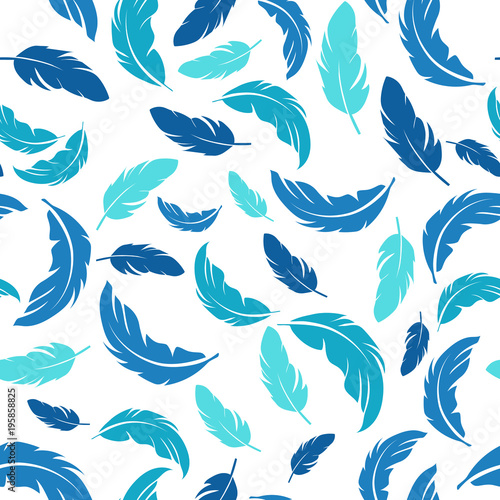 Feather seamless pattern on white background. Vintage card for fabric design.Peacock feather seamless pattern.