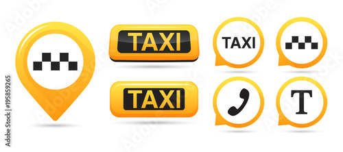 Canvas Print Taxi service vector icons