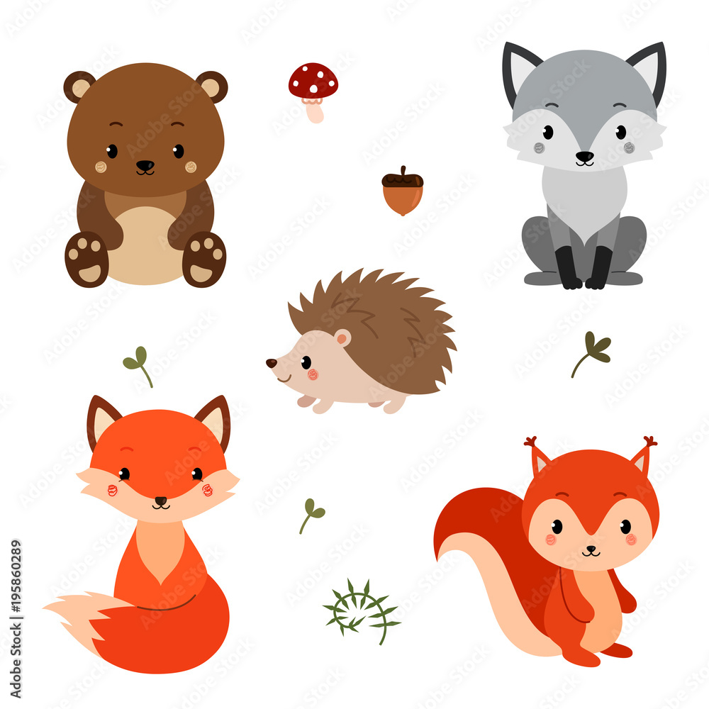 Woodland animals set. Woodland animals set.