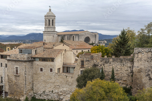  City view, ancient buildings and cathedral, Girona, Catalonia.Spain. © joan_bautista