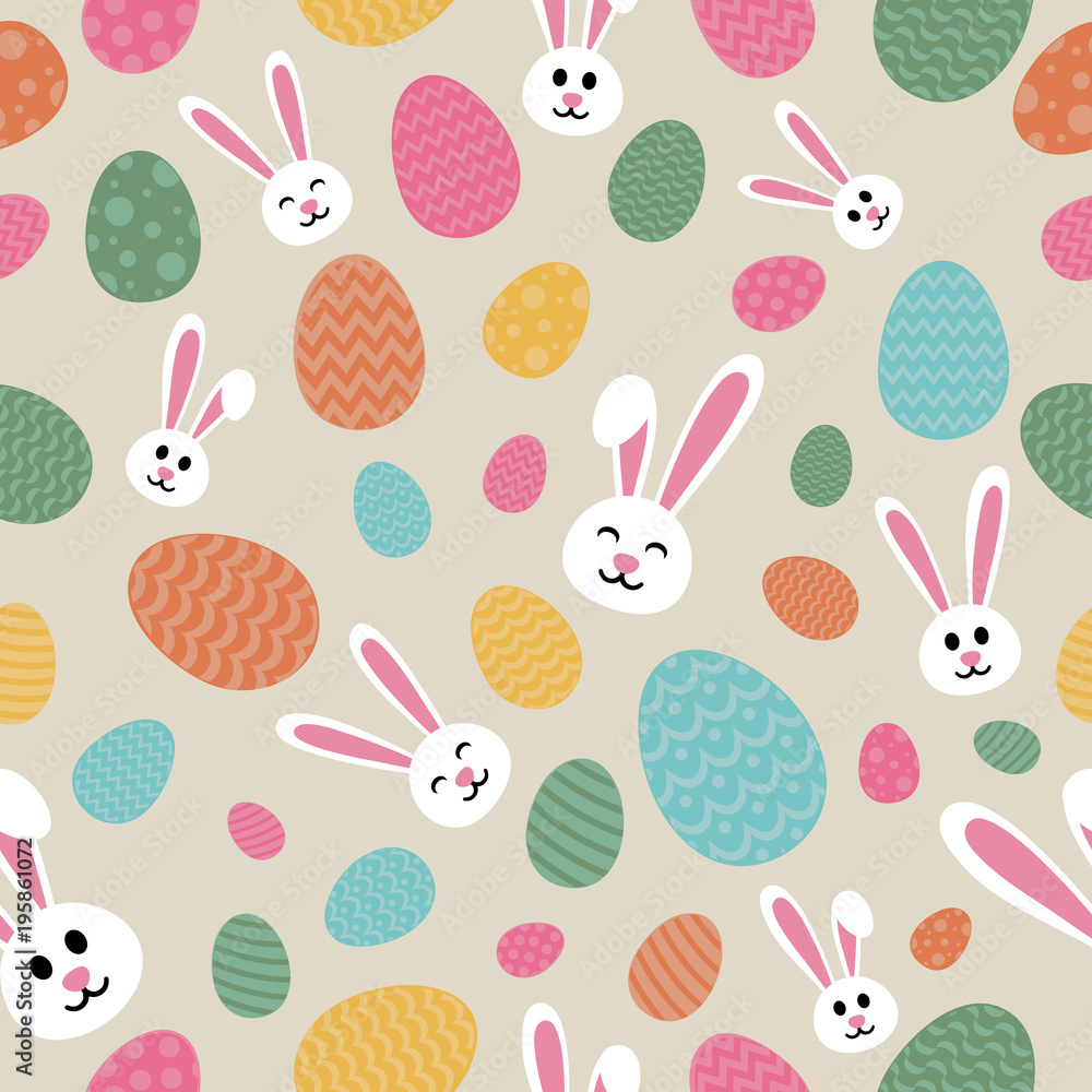 Wrapping paper with bunnies and eggs - Easter design. Vector. Wrapping paper with bunnies and eggs - Easter design. Vector.
