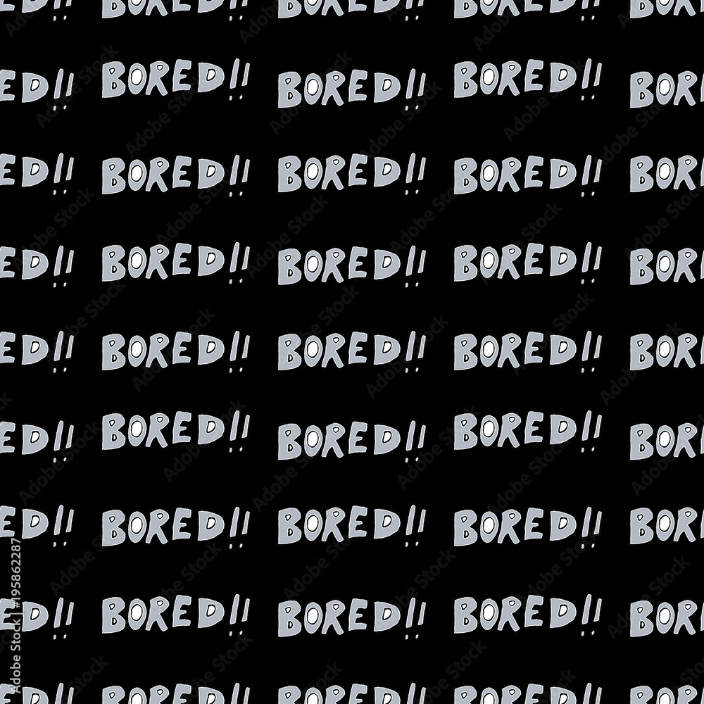 Obraz premium Bored Comic Style Word Seamless Pattern