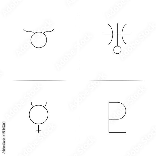 Astrology simple linear icon set.Simple outline icons