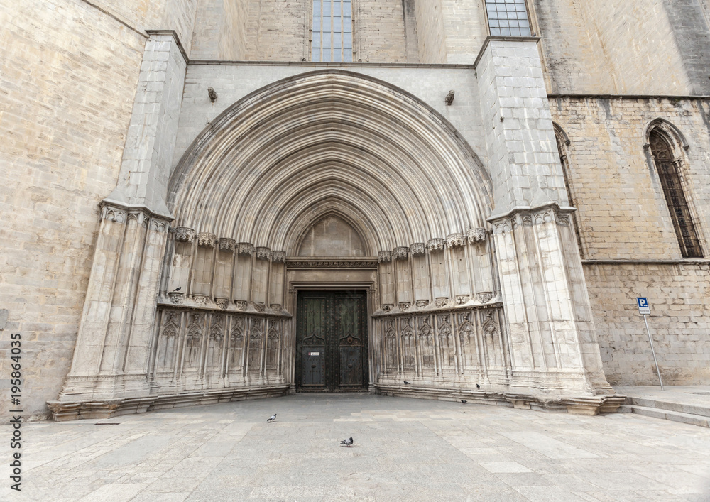  Cathedral view, Catedral de Santa Maria, Apostles gate, Porta dels apostols, Girona,Catalonia.Spain.