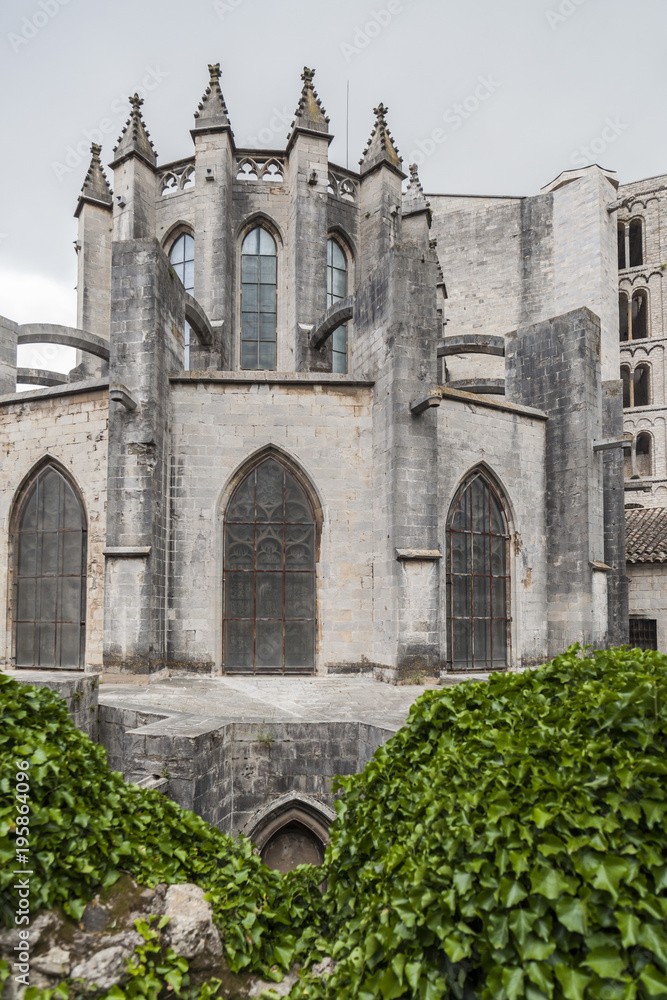 Cathedral, Catedral de Santa Maria, detail apse, Girona, Catalonia.Spain.