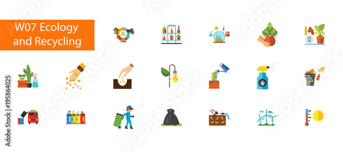 Ecology and recycling icon set