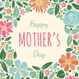 Concept of a poster with colorful flowers for Mother's Day. Vector.