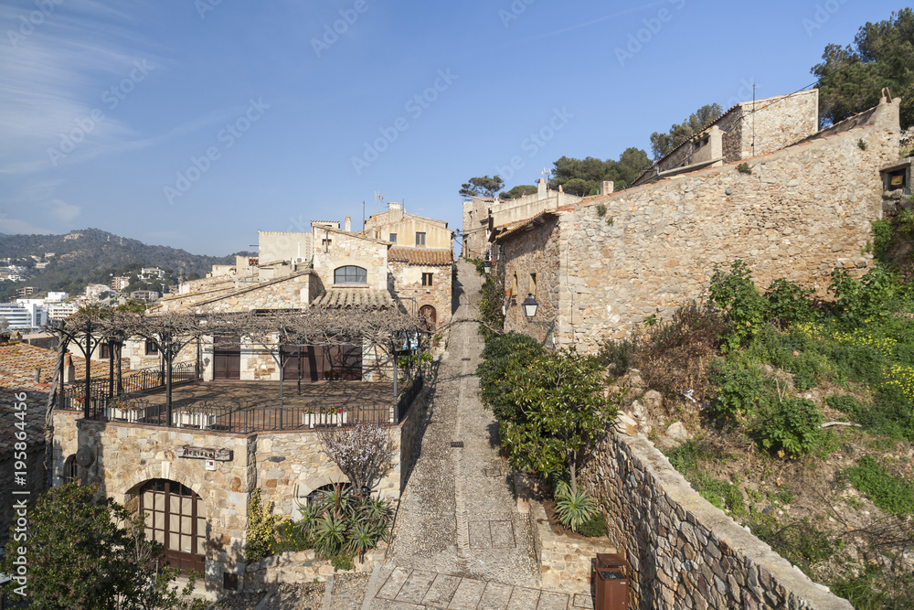 View of Tossa de Mar, historic center, vila vella, mediterranean village in Costa Brava, province Girona, Catalonia,Spain.