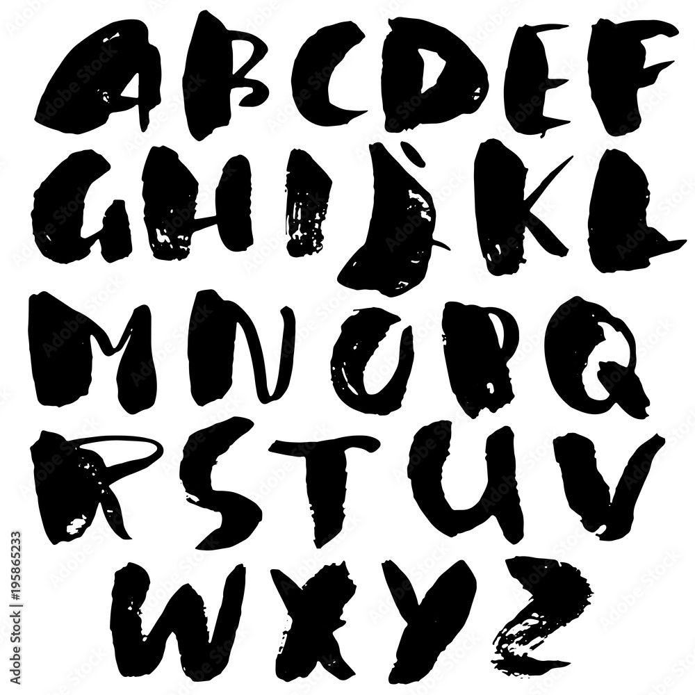 Handdrawn dry brush font. Modern brush lettering. Grunge style alphabet. Vector illustration. Handdrawn dry brush font. Modern brush lettering. Grunge style alphabet. Vector illustration.