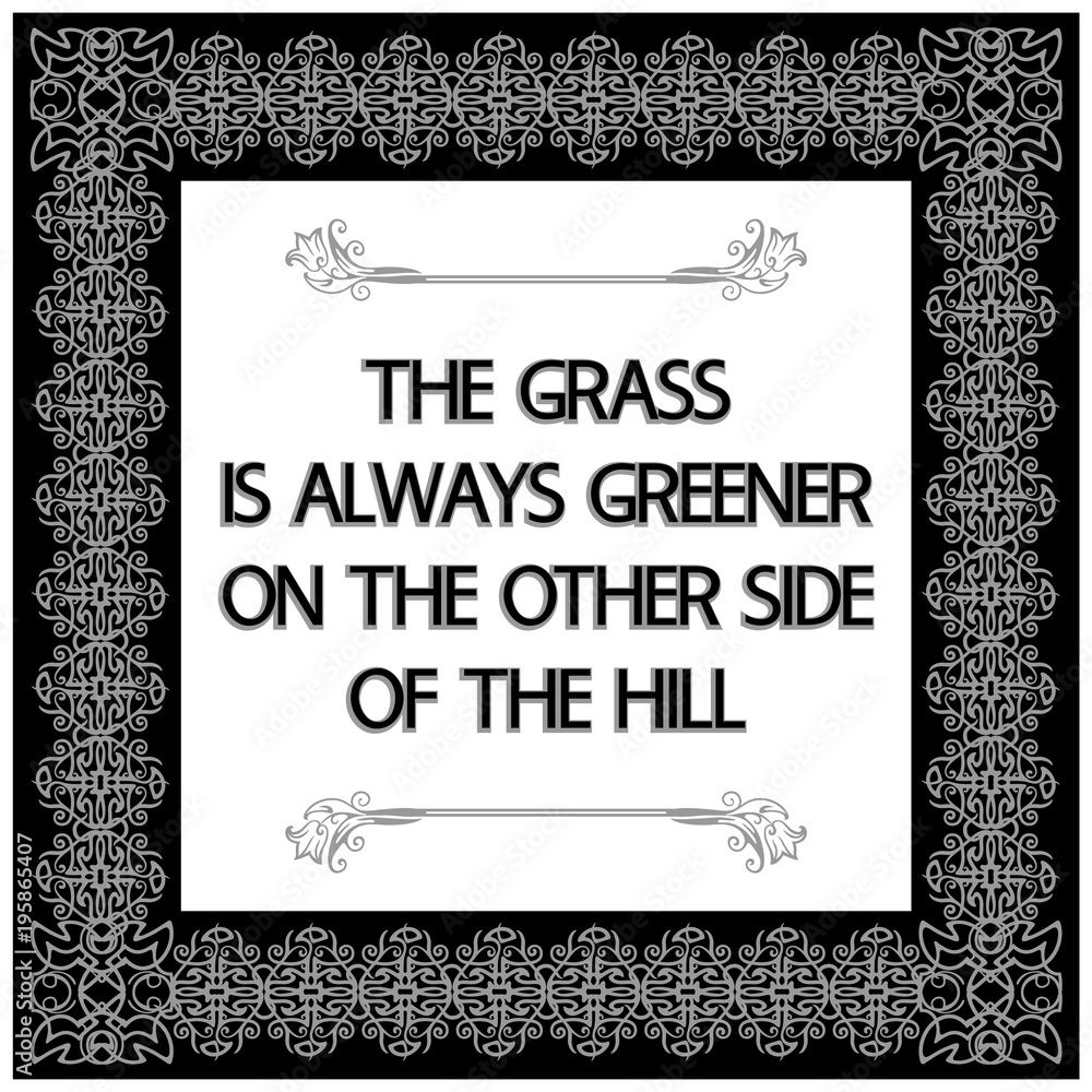 Vetor de Common English proverbs.The grass is always greener on the