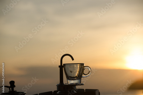 Fresh Coffee in the morning by mini Express Espresso Maker © konjaunt