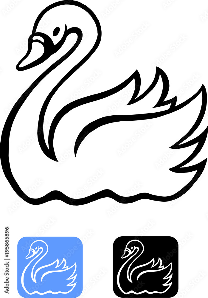 Cartoon Vector illustration of an Swan in balck and Icon design Cartoon Vector illustration of an Swan in balck and Icon design