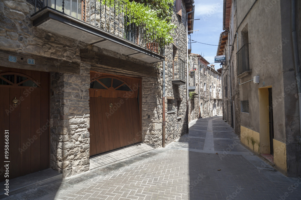 Narrow street in village of Castellfollit de la Roca,Catalonia,Spain.