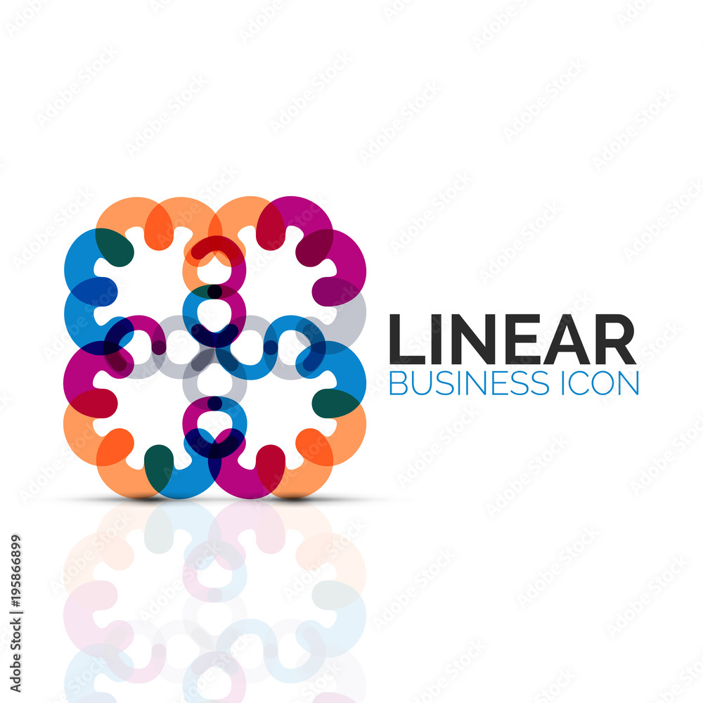 Abstract flower or star, linear thin line icon. Minimalistic business geometric shape symbol created with line segments Abstract flower or star, linear thin line icon. Minimalistic business geometric shape symbol created with line segments