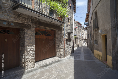 Narrow street in village of Castellfollit de la Roca,Catalonia,Spain. photo