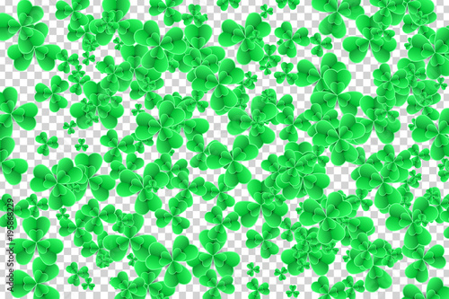Vector realistic isolated clover field for decoration and covering on the transparent background. Concept of Happy Saint Patrick's Day.