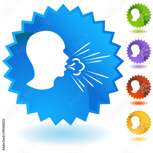 Coughing Man Spreading Germs Button
