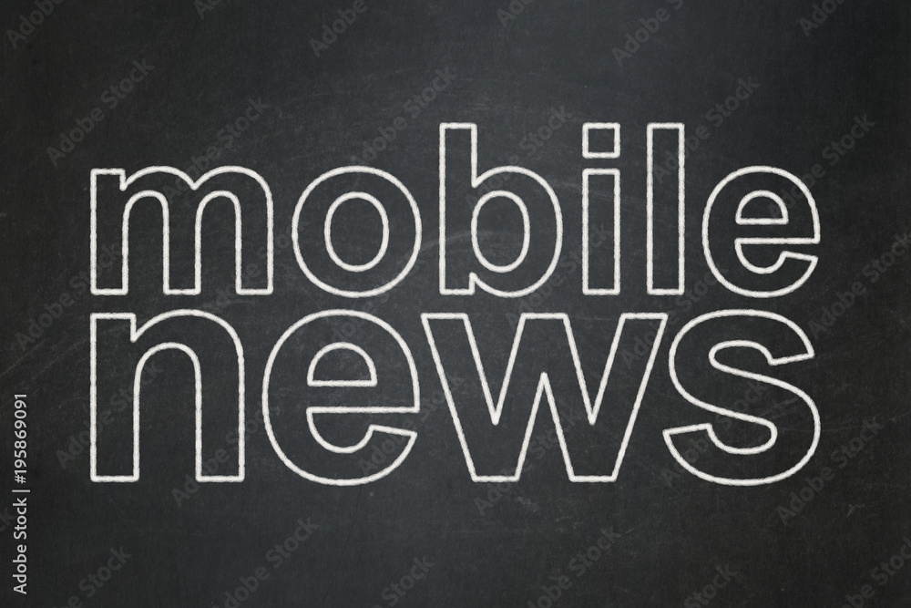 News concept: text Mobile News on Black chalkboard background News concept: text Mobile News on Black chalkboard background