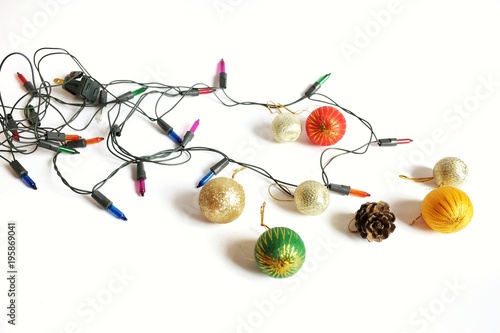 Christmas Decoration on isolated white background with copy space