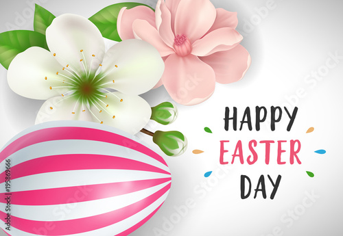Easter Lettering with Egg and Blossoms