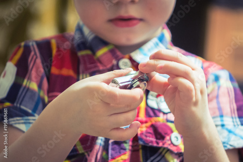 Steel spinner cute young boy