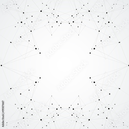 Technology polygonal science background with connecting dots and lines