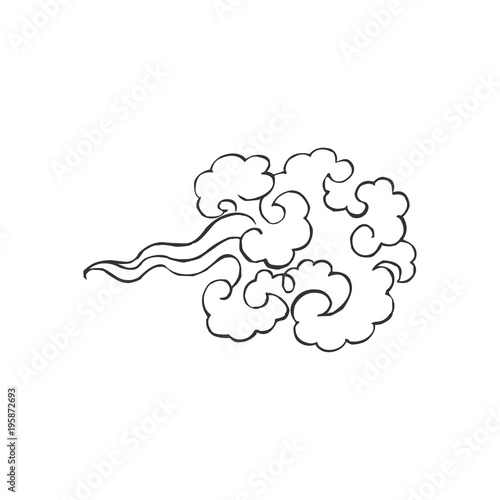 vector illustration of a cartoon cloud that blows wind