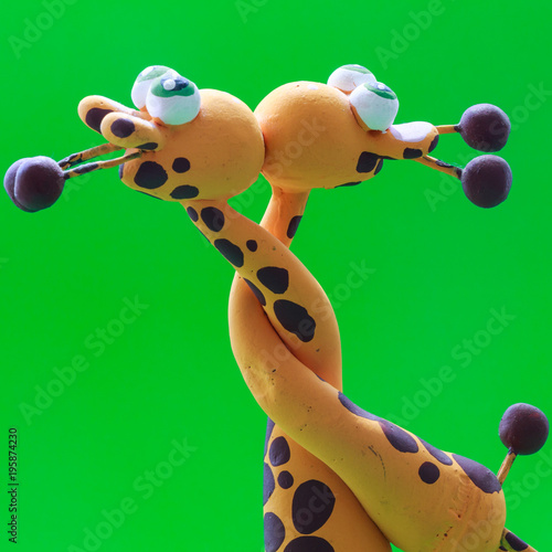 Canvas Print Two giraffes and one kiss