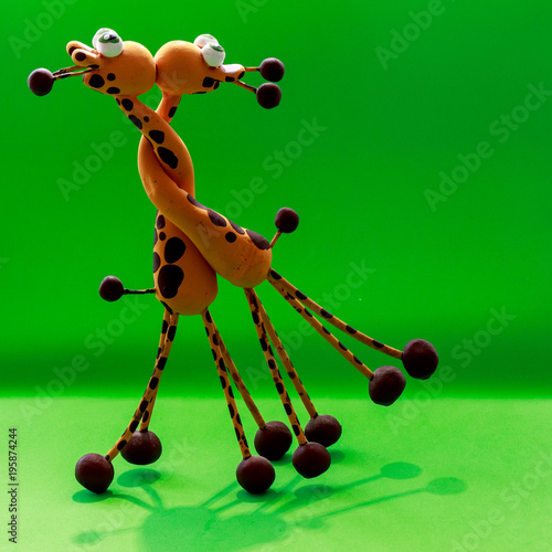 Canvas Print Two giraffes and one kiss