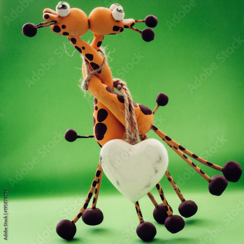 Canvas Print A white heart for two giraffes