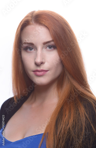 Portrait photo shoot of a beautiful young red-haired girl