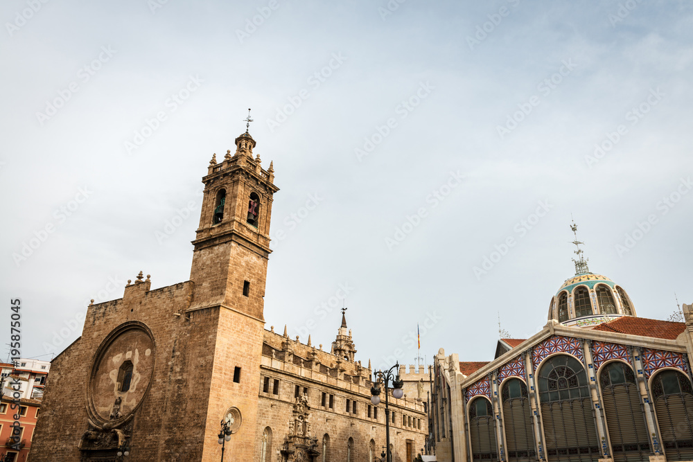 Saint Joan del Mercat church and Central Market in Valencia