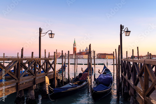 Venice with famous gondolas  in lagoon at sunrise © Kavita