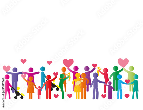 Family pictogram with parents and kids or cooples.