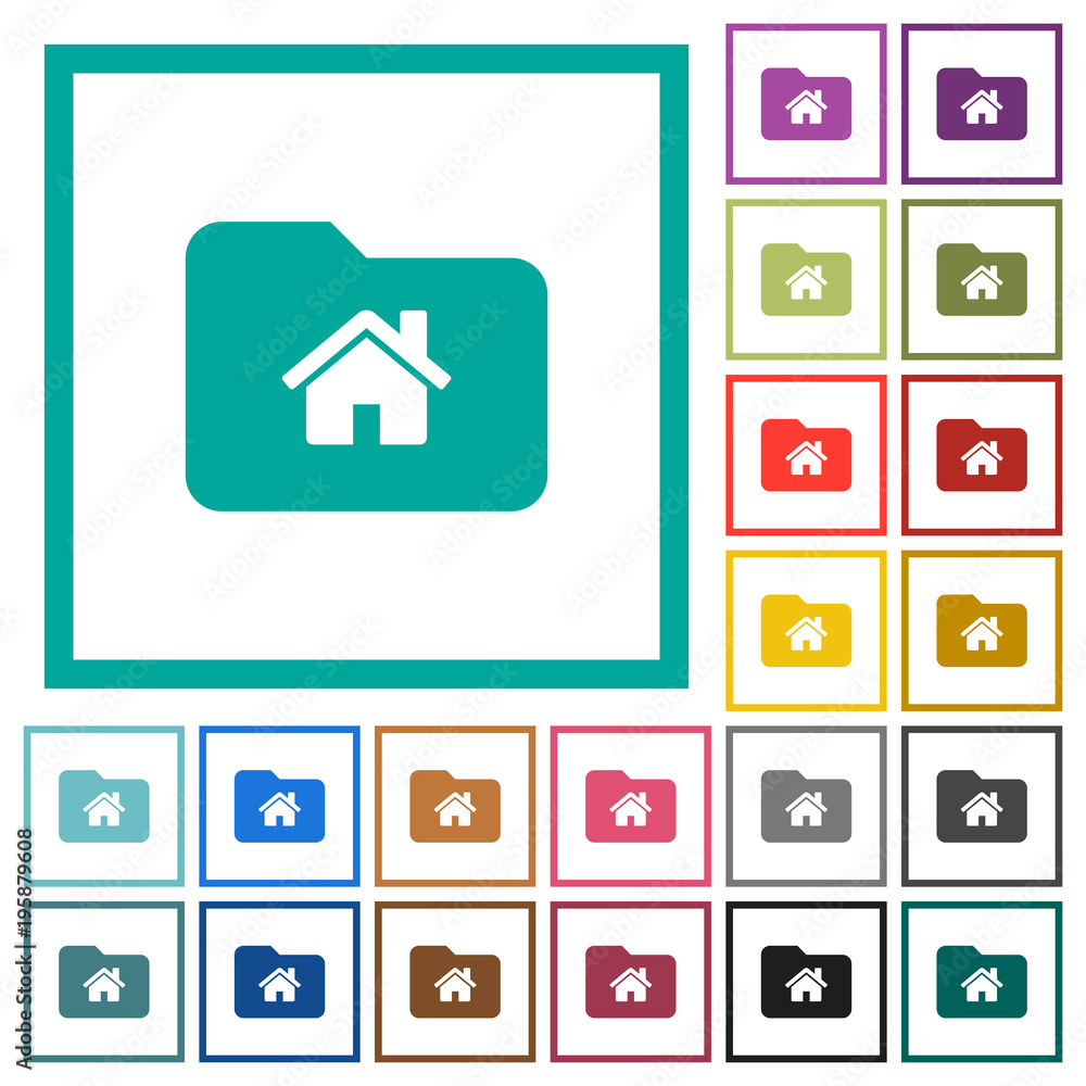 Home folder flat color icons with quadrant frames Home folder flat color icons with quadrant frames