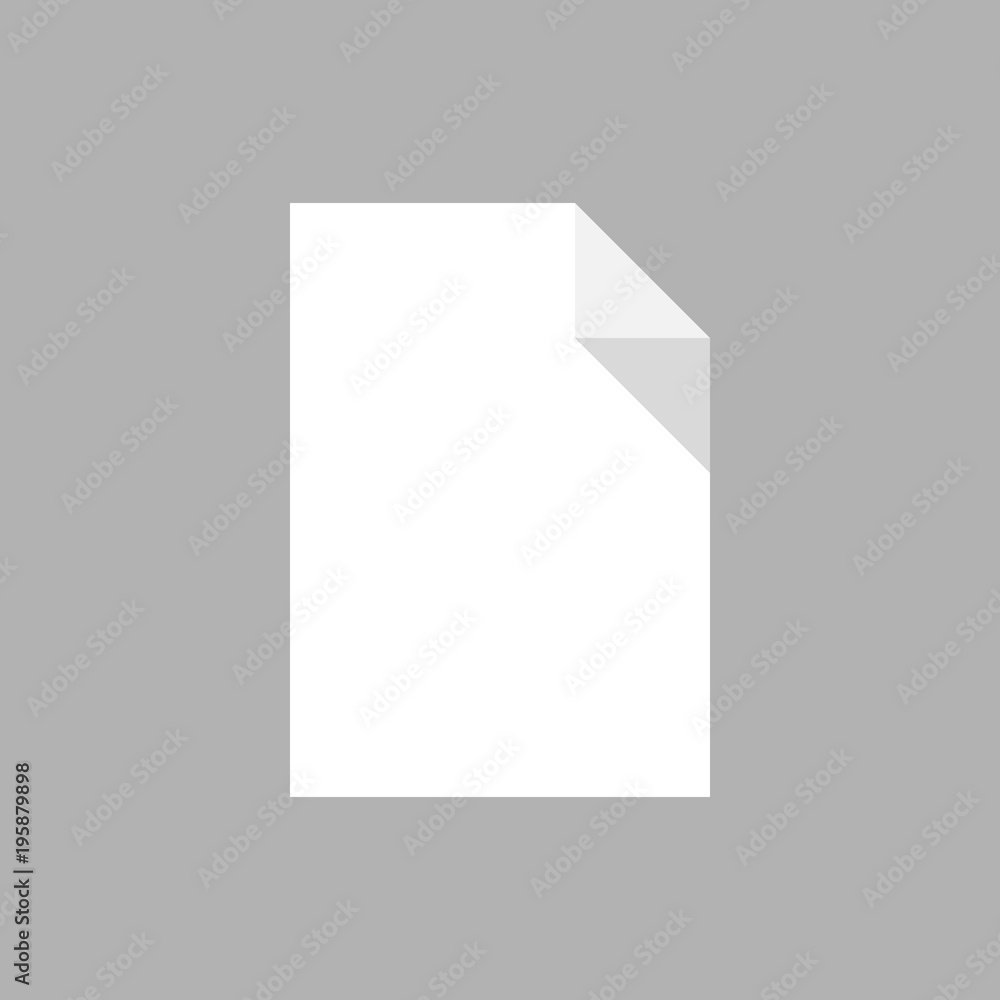 A blank white sheet of paper with a curved edge, isolated.