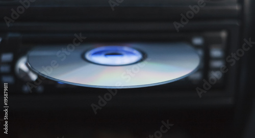 Audio CD in the car stereo. Music on the road