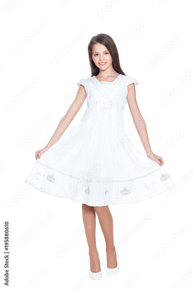 Naklejka premium little girl in white dress