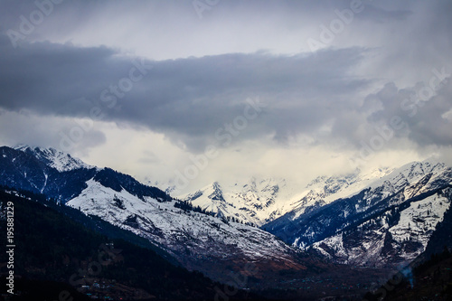 View of snow clad Himalayas mountains from Manali,India