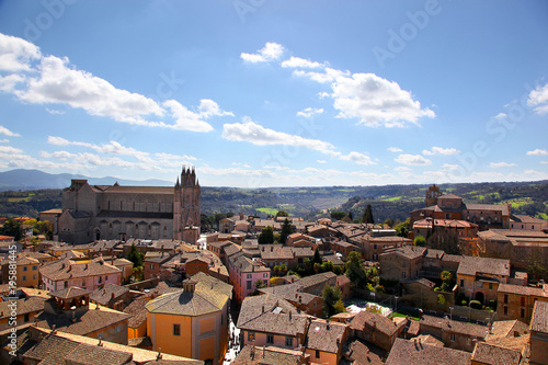 Aerial view of Orvieto rooftops from Bell Tower
