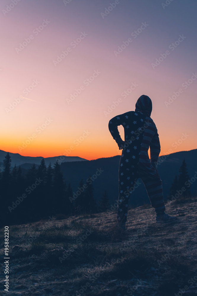 Man as a silhouette in the sunset