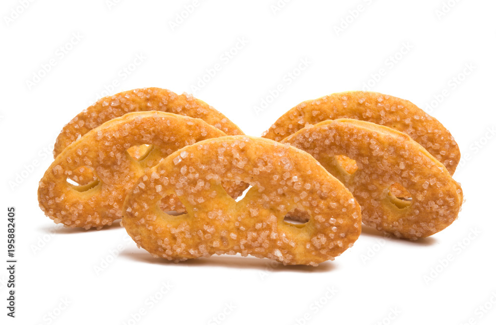 sugar coated knot shape pretzel isolated