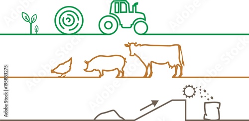 Village pattern. Farm animal element